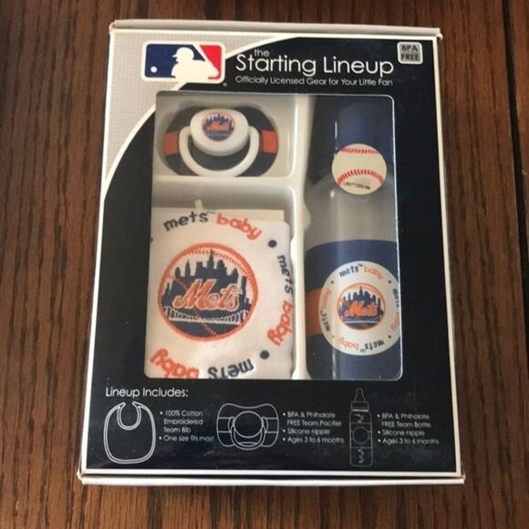 New York Mets Infant Bib & Bottle Set Baseball Fan Gift - Picture 1 of 2